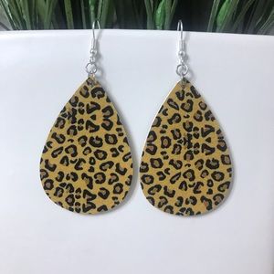 Cheetah Leopard Print Faux Leather Earrings
